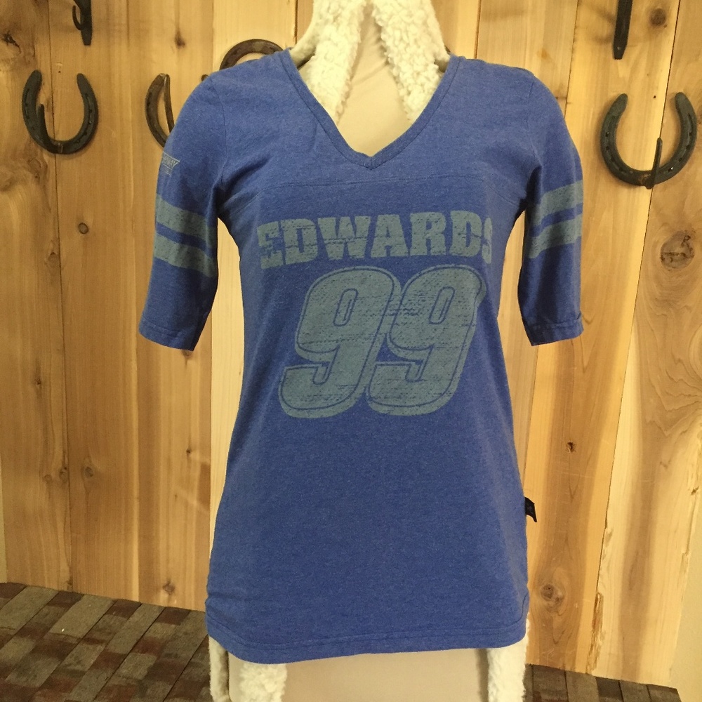 Nascar Carl Edwards V-neck fitted t-shirt Race top